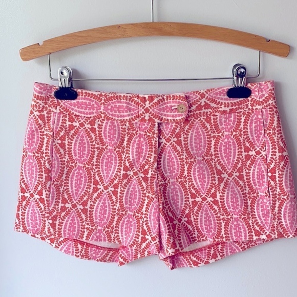 J.Crew Pink Printed Shorts Size 2 | Preppy Summer Pattern Flat Front EUC